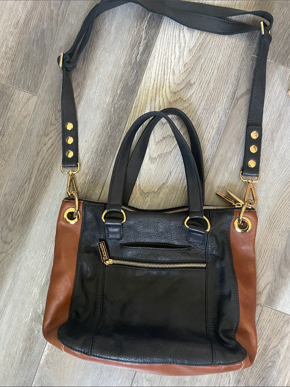 EUC Hammitt Medium Daniel North End crossbody tote Bag Black Brown Tan